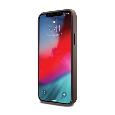 Guess 4G Collection Leather Metal Logo MagSafe - Case for iPhone 12 / iPhone 12 Pro (Brown)