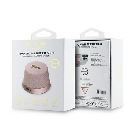 Guess Magnetic Script Metal Logo - Bluetooth speaker V5.3 (pink)