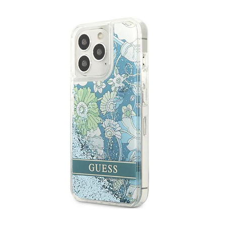 Guess Liquid Glitter Flower - iPhone 13 Pro Case (blue/green)