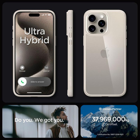 Spigen Ultra Hybrid - tok iPhone 15 Pro készülékhez (természetes titán)