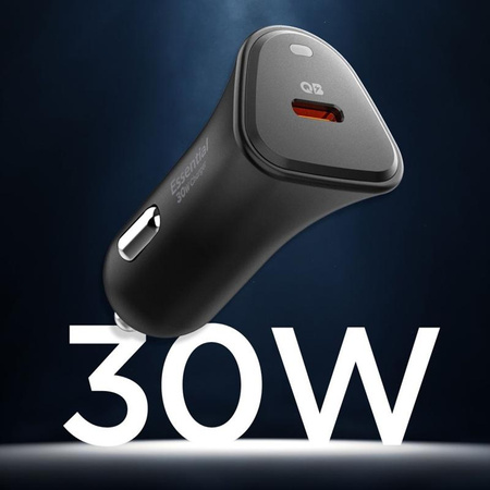 Spigen Essential EV301 - USB-C PD 3.0 PPS 30W Autoladegerät (Schwarz)