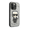 Karl Lagerfeld Glitter Flakes Ikonik - pouzdro pro iPhone 14 Pro (stříbrné)