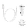 Borofone - chargeur de voiture 2x USB Câble Lightning inclus, blanc