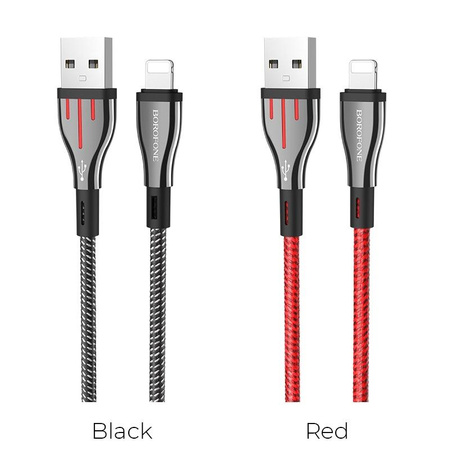 Borofone Highway - Propojovací kabel USB-Lightning 1,2 m (černý/červený)