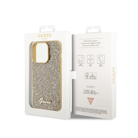Guess Disco Metal Script - Coque iPhone 15 Pro (Or)