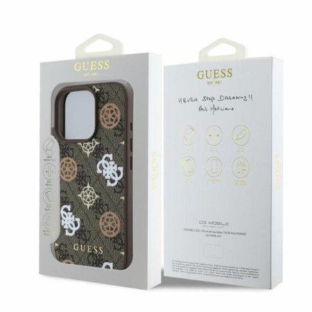 Guess Pfingstrose auf 4G Hintergrund MagSafe - iPhone 16 Pro Tasche (braun)