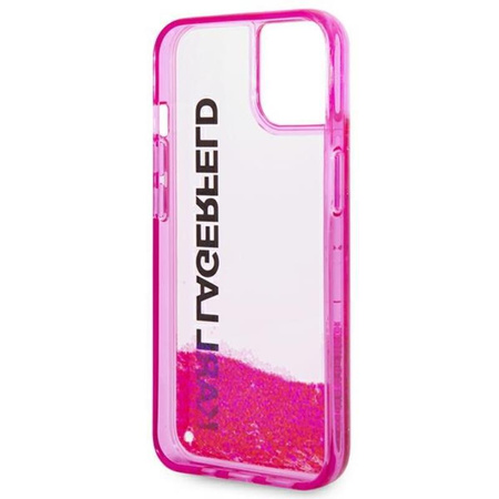 Karl Lagerfeld Liquid Glitter Translucent Elongated Logo Case - Case for iPhone 14 Plus (Pink)