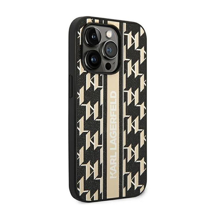 Karl Lagerfeld Monogram Stripe - Coque iPhone 14 Pro (marron)