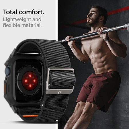 Spigen Lite Fit "Pro" - Pouzdro s řemínkem pro Apple Watch 4/5/6/7/8/9/SE 44/45 mm (Matně černé)