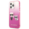 Karl Lagerfeld Gradient Ikonik Karl & Choupette- Hülle für iPhone 13 Pro (Rosa)