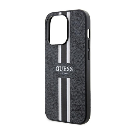 Guess 4G Coque MagSafe à rayures imprimées - iPhone 14 Pro Case (Noir)