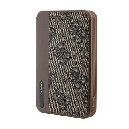 Guess 4G bőr fém logós - Power Bank 5000 mAh 15W (barna)