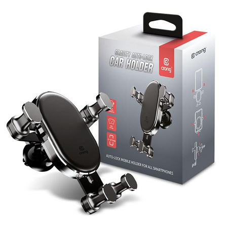 Crong Gravity Auto-Lock autós tartó – Gravity autós tartó 4,7”-6,5”-os telefonokhoz (fekete)