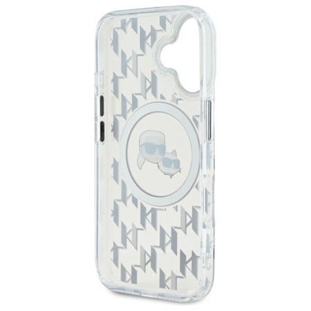 Karl Lagerfeld IML Monogram Karl & Choupette Head MagSafe - pouzdro na iPhone 16 (průhledné)