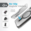 Speck Presidio Perfect-Clear ClickLock & Magsafe - Custodia per iPhone 15 Pro (Trasparente / Nero satinato / Grigio ardesia)