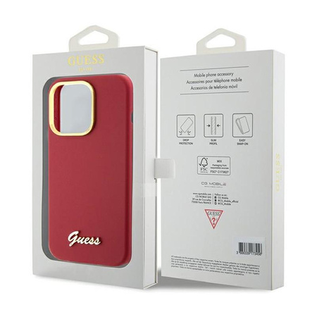 Guess Silicone Script Metal Logo & Frame - iPhone 15 Pro Max Case (magenta)