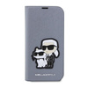 Karl Lagerfeld Booktype NFT Saffiano Karl & Choupette - iPhone 14 Pro Max Tasche (Silber)