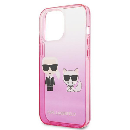 Karl Lagerfeld Gradient Ikonik Karl & Choupette - Coque iPhone 13 Pro Max (rose)