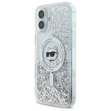 Karl Lagerfeld Liquid Glitter Choupette Head MagSafe - Hülle für iPhone 16 (transparent)