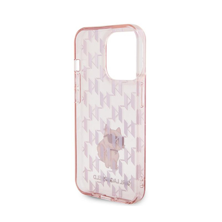 Karl Lagerfeld Monogram Choupette - pouzdro pro iPhone 15 Pro (růžové)