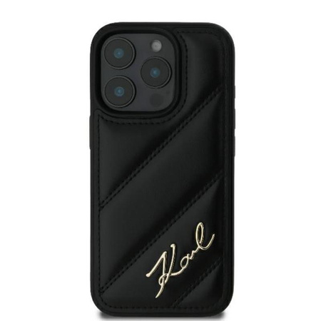 Karl Lagerfeld Quilted Signature - Pouzdro iPhone 16 Pro (černé)