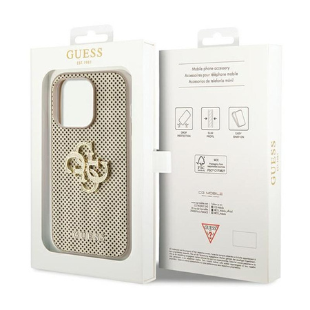 Guess Perforated 4G Glitter - Etui iPhone 15 Pro Max (złoty)