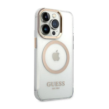 Guess Metal Outline Magsafe - iPhone 14 Pro Case (Transparent / Gold)
