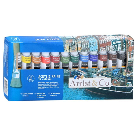 Peintures acryliques en tubes de 12 ml 12 couleurs