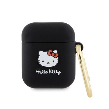 Hello Kitty Silicone 3D Kitty Head - pouzdro pro AirPods 1/2 gen (černé)