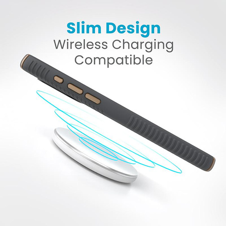 Speck Presidio2 Grip - Coque iPhone 15 Pro Max (Gris anthracite / Bronze froid / Blanc)