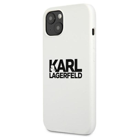 Karl Lagerfeld Silicone Stack Logo - pouzdro pro iPhone 13 mini (bílé)