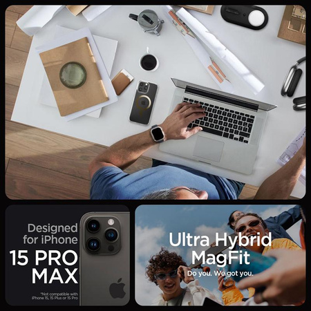 Spigen Ultra Hybrid MagSafe - Schutzhülle für iPhone 15 Pro Max (Gold)