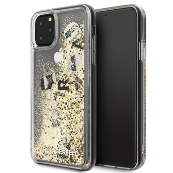 Karl Lagerfeld Glitter Liquid Floatting Charms - pouzdro pro iPhone 11 Pro Max (zlaté plovoucí přívěsky)
