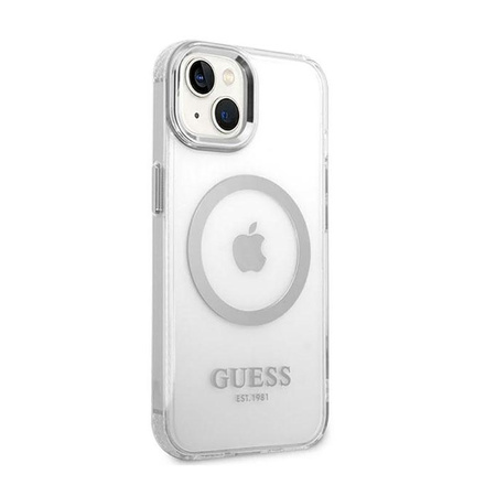 Guess Metal Outline MagSafe - iPhone 14 tok (átlátszó / ezüst)
