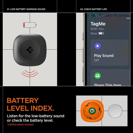 Spigen TagMe Bluetooth Tracker - Localisateur de clés, sac à dos, sac Apple Find My (Noir)