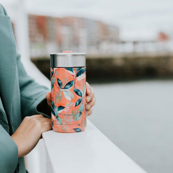 Quokka Boost Coffee Tumbler - Rozsdamentes acél termikus bögre 400 ml-es kávéfőzővel (Egzotikus rózsaszín)