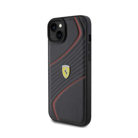 Kovové logo Ferrari Twist - pouzdro pro iPhone 15 Plus (černé)