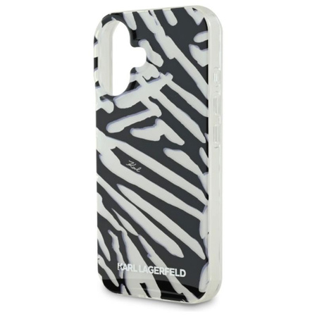 Karl Lagerfeld IML Zebra Pattern & Cord - pouzdro pro iPhone 16 (černé)