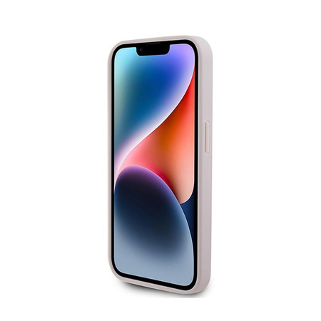 Guess bőr 4G Triangle Strass - iPhone 15 Pro tok (rózsaszín)