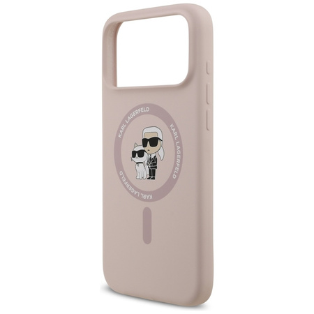 Karl Lagerfeld Silicone Karl & Choupette Ring MagSafe - Hülle iPhone 17 Pro Max (rosa)
