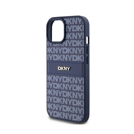 DKNY Leather Mono Stripe & Metal Logo - iPhone 15 / 14 / 13 Case (blue)