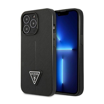 Guess Saffiano Triangle Logo Case - Coque pour iPhone 14 Pro (noir)