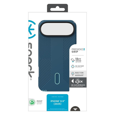 Speck Presidio2 Grip ClickLock & MagSafe - iPhone Air Case (Deep Sea / Silver Metallic / Spell Blue)