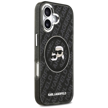 Karl Lagerfeld IML Glitter Karl & Choupette Heads Logo MagSafe - Hülle für iPhone 17 (schwarz)