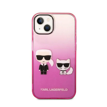 Karl Lagerfeld Gradient Ikonik Karl & Choupette - pouzdro pro iPhone 14 Plus (růžové)