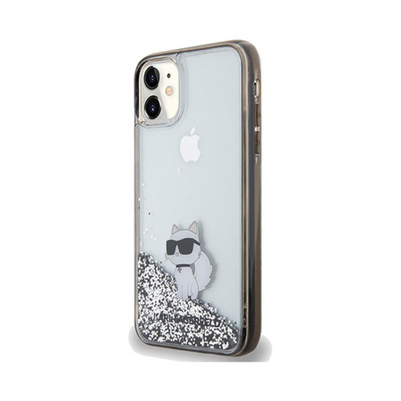 Karl Lagerfeld Liquid Glitter Choupette - pouzdro pro iPhone 11 (průhledné)