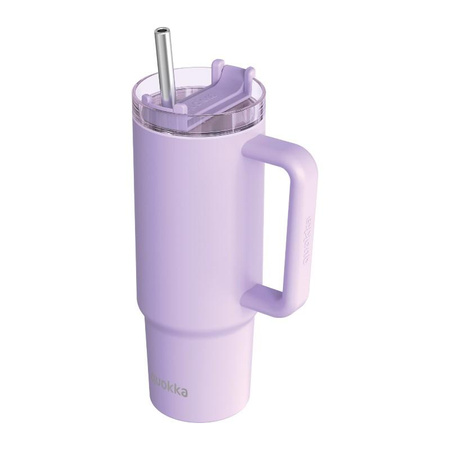 Quokka Stream - Mug thermique 950 ml en acier inoxydable avec paille (violet)