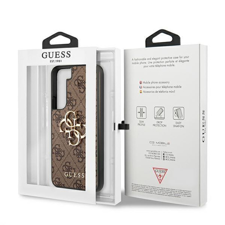 Guess 4G Big Metal Logo - Etui Samsung Galaxy S22 (brązowy)