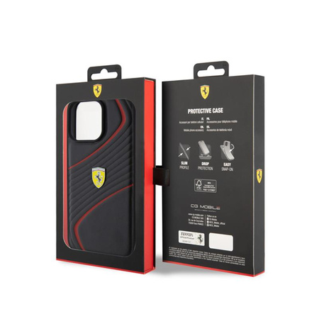 Ferrari Twist fém logó - iPhone 15 Pro Max tok (fekete)