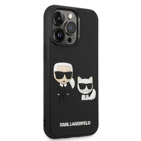 Karl Lagerfeld Ikonik 3D Karl & Choupette - iPhone 14 Pro tok (fekete)
